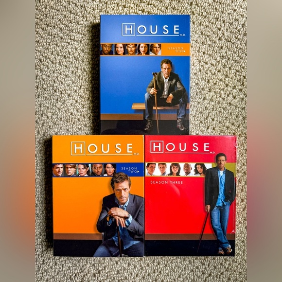 House M.D. Other - House M.D. DVD Seasons 1–3 | Hugh Laurie | 2 Sealed, 1 Open | Region 1 Set